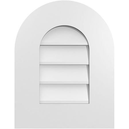 Ekena Millwork Round Top Surface Mount PVC Gable Vent: Non-Functional, w/ 3-1/2"W x 1"P Standard Frame, 14"W x 18"H GVPRT14X1801SN